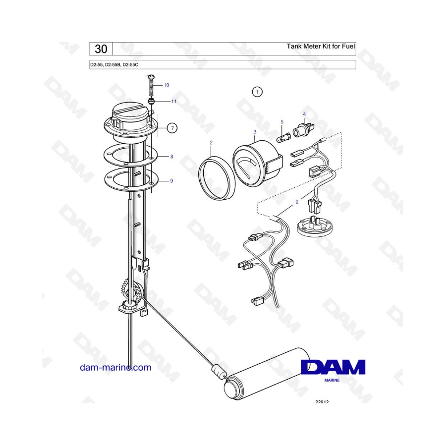 Volvo Penta D2-55 / D2-55B / D2-55C - Kit medidor de tanque de combustible