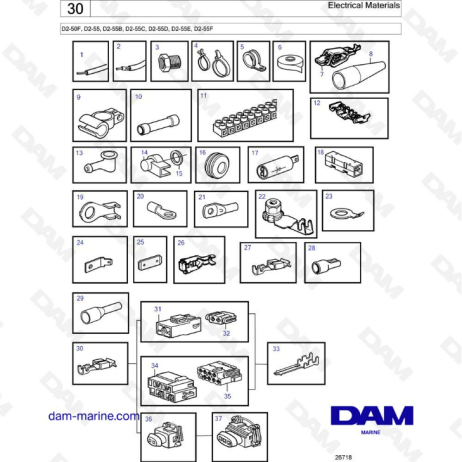 Volvo Penta D2-55 / D2-55B / D2-55C / D2-55D / D2-55E / D2-55F -Electrical materials