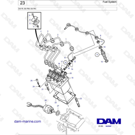 Volvo Penta D2-75 / D2-75B / D2-75C - Fuel System