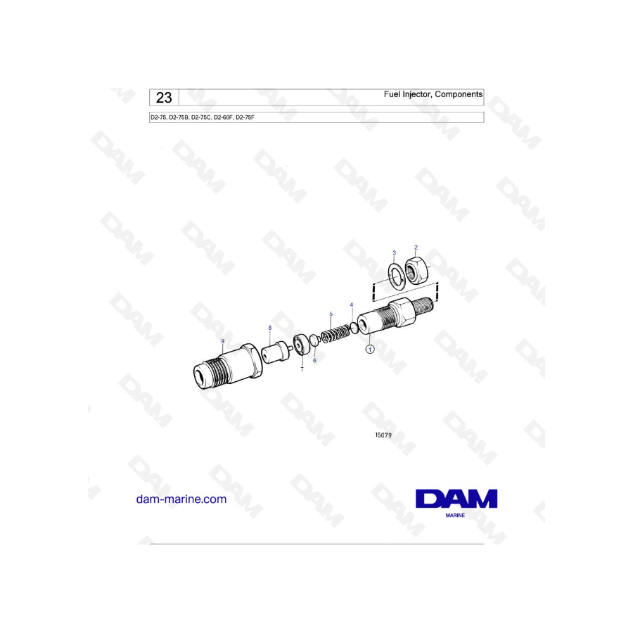 Volvo Penta D2-75 / D2-75B / D2-75C / D2-60F / D2-75F - Fuel  Injector, Components