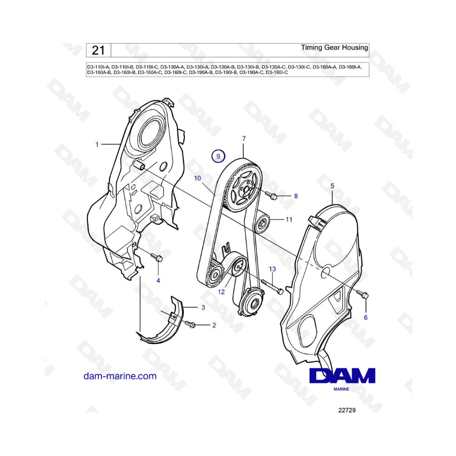 Volvo Penta D3-110I / D3-130A / D3-130-I / D3-160A / D3-160I / D3-190A / D3-190I - Caja de distribución