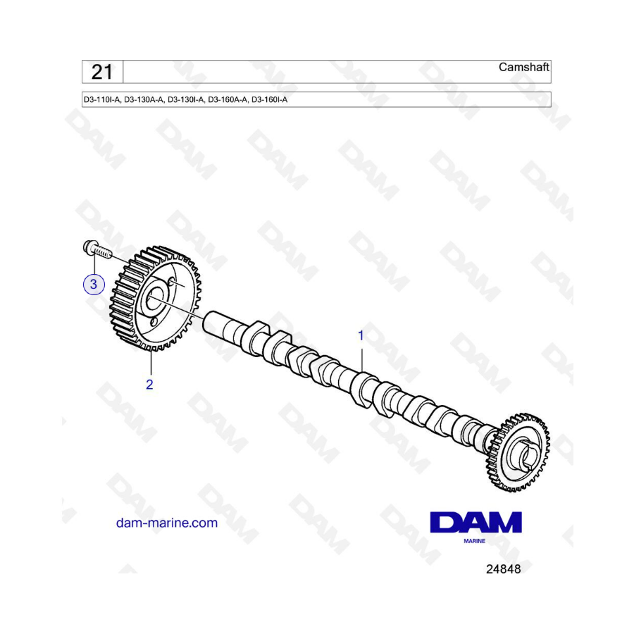 Volvo Penta D3-110I-A / D3-130A-A / D3-160A-A / D3-160I-A - Árbol de levas