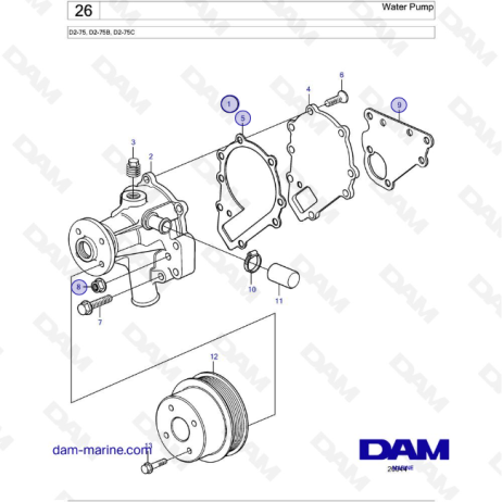 Volvo Penta D2-75 / D2-75B / D2-75C - Bomba de agua