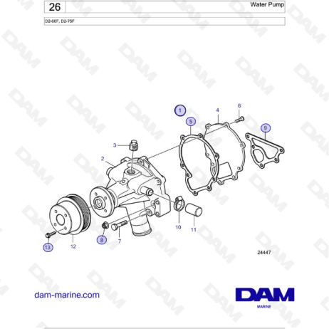 Volvo Penta D2-60F / D2-75F - Bomba de agua