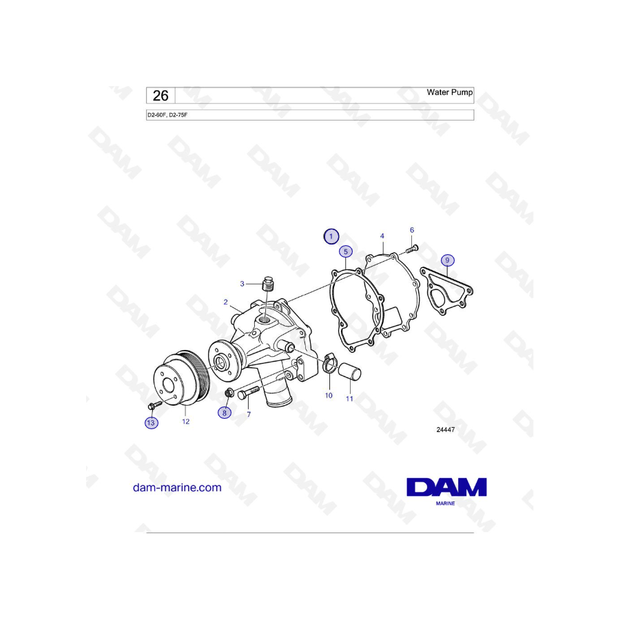 Volvo Penta D2-60F / D2-75F - Bomba de agua