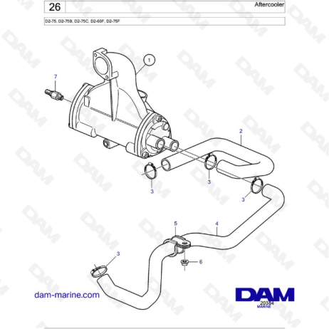 Volvo Penta D2-75 / D2-75B / D2-75C / D2-60F / D2-75F - Aftercooler