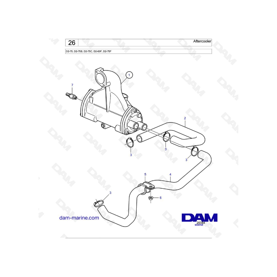 Volvo Penta D2-75 / D2-75B / D2-75C / D2-60F / D2-75F - Aftercooler