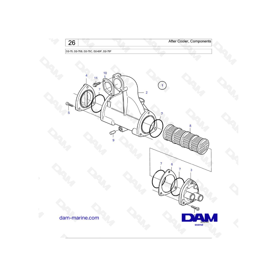 Volvo Penta D2-75 / D2-75B / D2-75C / D2-60F / D2-75F - After Cooler, Components