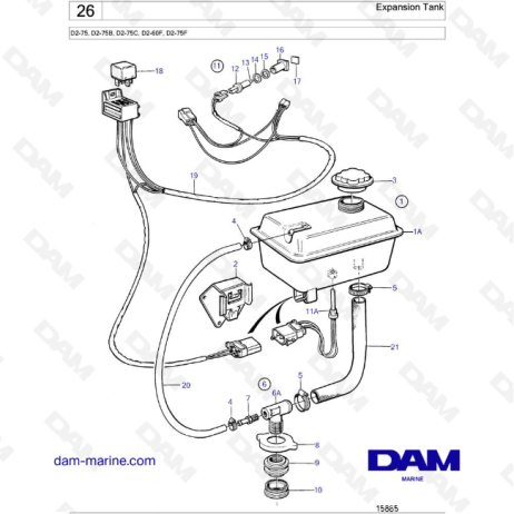 Volvo Penta D2-75 / D2-75B / D2-75C / D2-60F / D2-75F - Depósito de expansión