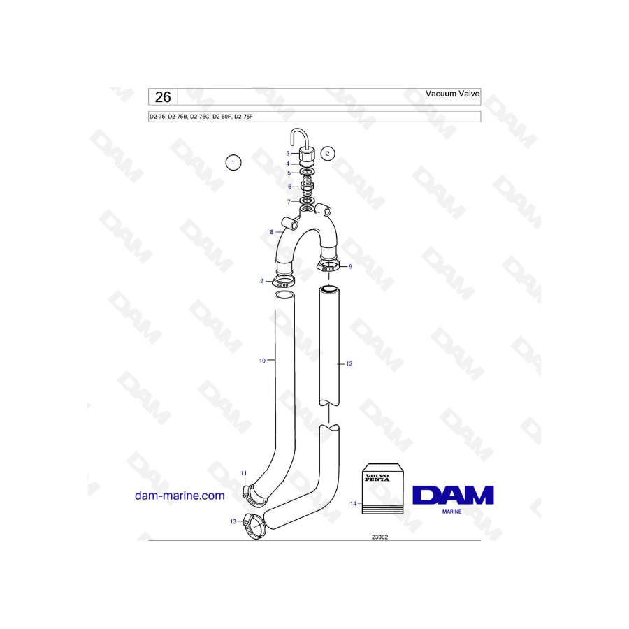 Volvo Penta D2-75 / D2-75B / D2-75C / D2-60F / D2-75F - Vacuum Valve