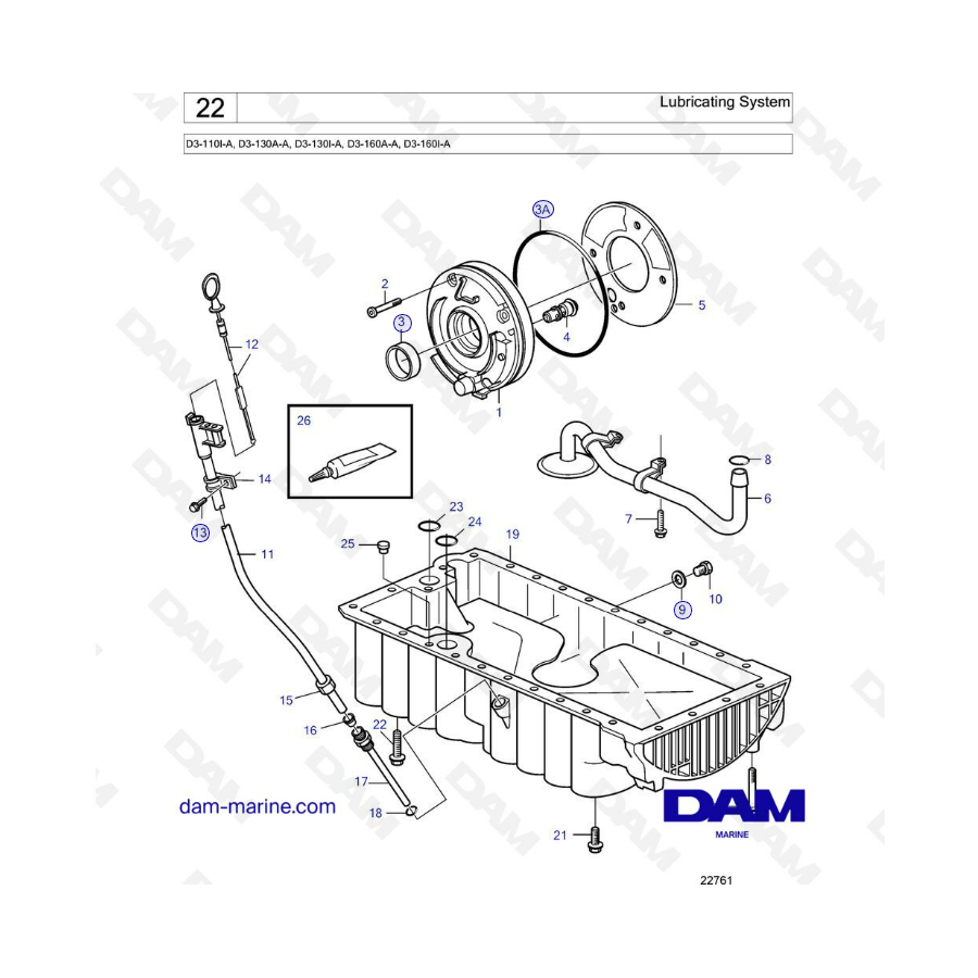 Volvo Penta D3-110I-A, D3-130A-A, D3-130I-A, D3-160A-A, D3-160I-A - Lubricating system