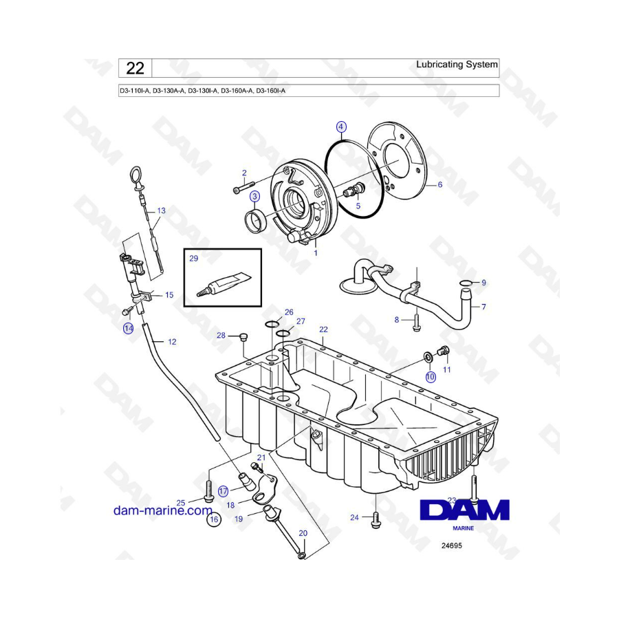 Volvo Penta D3-110I-A, D3-130A-A, D3-130I-A, D3-160A-A, D3-160I-A - Lubricating system