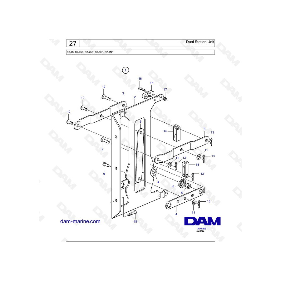 Volvo Penta - D2-75 / D2-75B / D2-75C / D2-60F / D2-75F - Unidad de doble estación