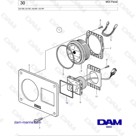 Volvo Penta D2-75B / D2-75C / D2-60F / D2-75F - MDI Panel