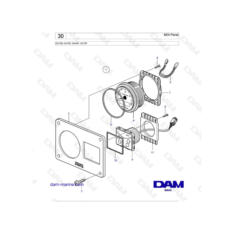 Volvo Penta D2-75B / D2-75C / D2-60F / D2-75F - MDI Panel