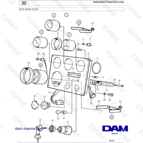 Volvo penta D2-75 / D2-60F / D2-75F - Instrument Panel De Luxe