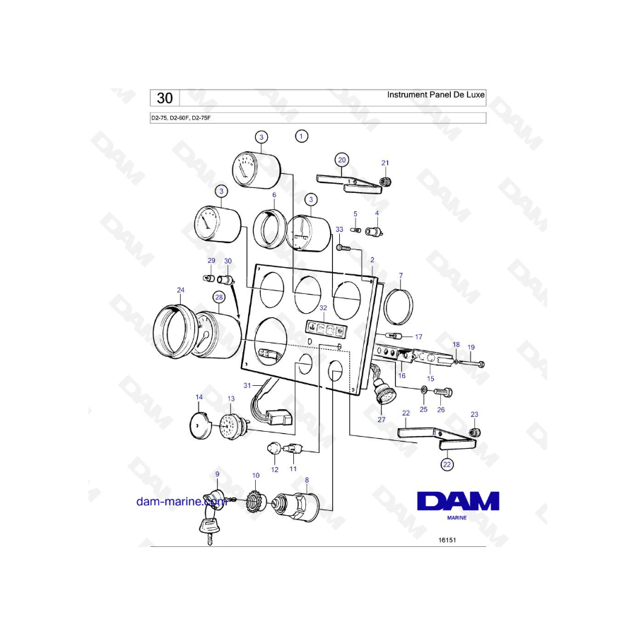 Volvo penta D2-75 / D2-60F / D2-75F - Instrument Panel De Luxe