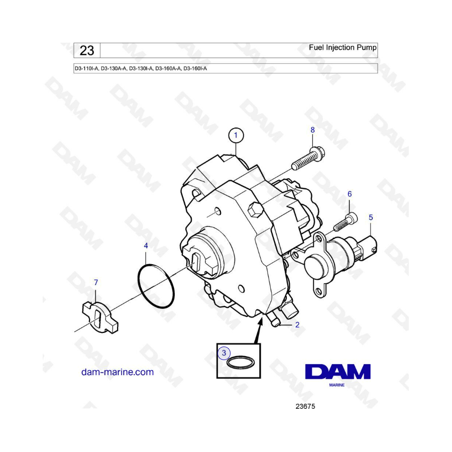 Volvo Penta D3-110 / D3-130 / D3-160 - Bomba de inyección de combustible