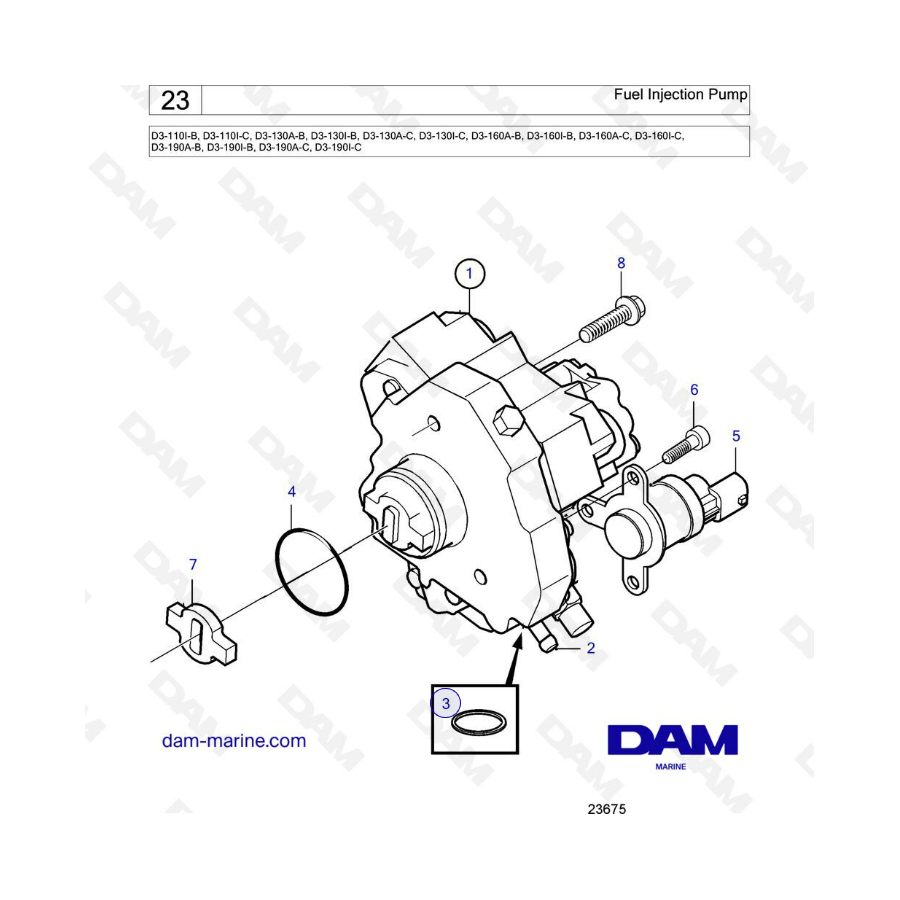 Volvo Penta D3-110I-B -C / D3-130I-B, -C l A-B, -C / D3-160A-B, -C, I-B, I-C / D3-190A-B, A-C, I-B, I-C - Combustible bomba de i