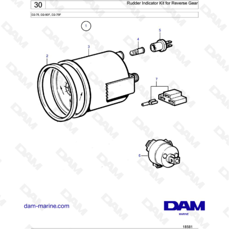 Volvo Penta D2-75 / D2-60F / D2-75F - Rudder Indicator Kit for Reverse Gear