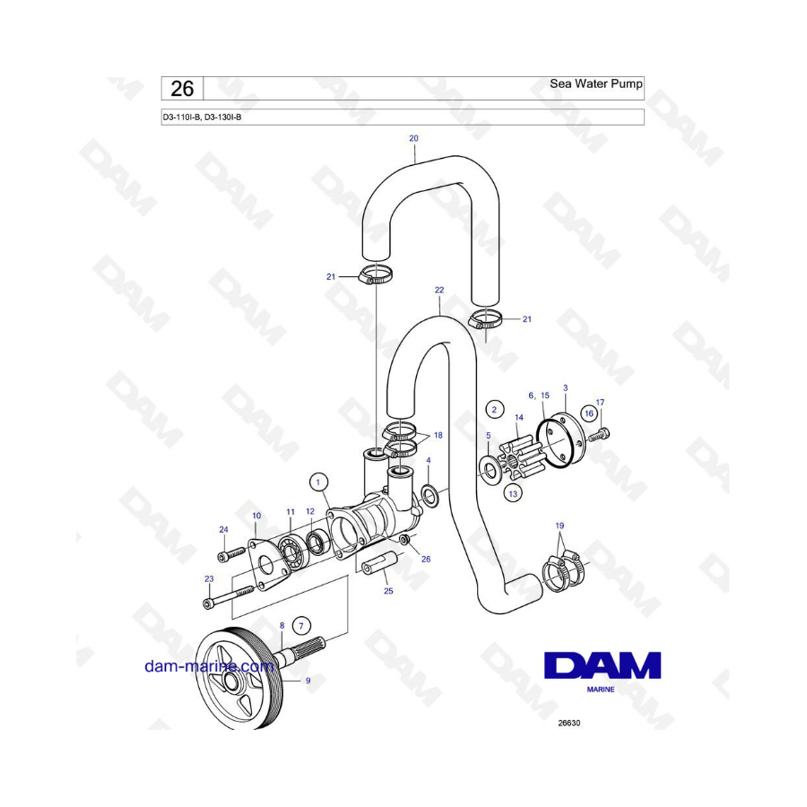 Volvo Penta D3-110I-B / D3-130I-B - Bomba de agua de mar