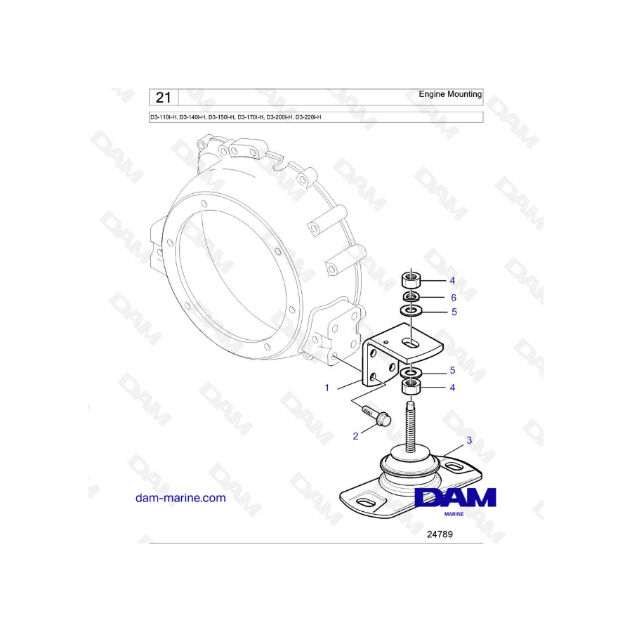 Volvo Penta D3-110I-H / D3-140I-H / D3-150I-H / D3-170I-H / D3-200I-H / D3-220I-H - Engine Mounting