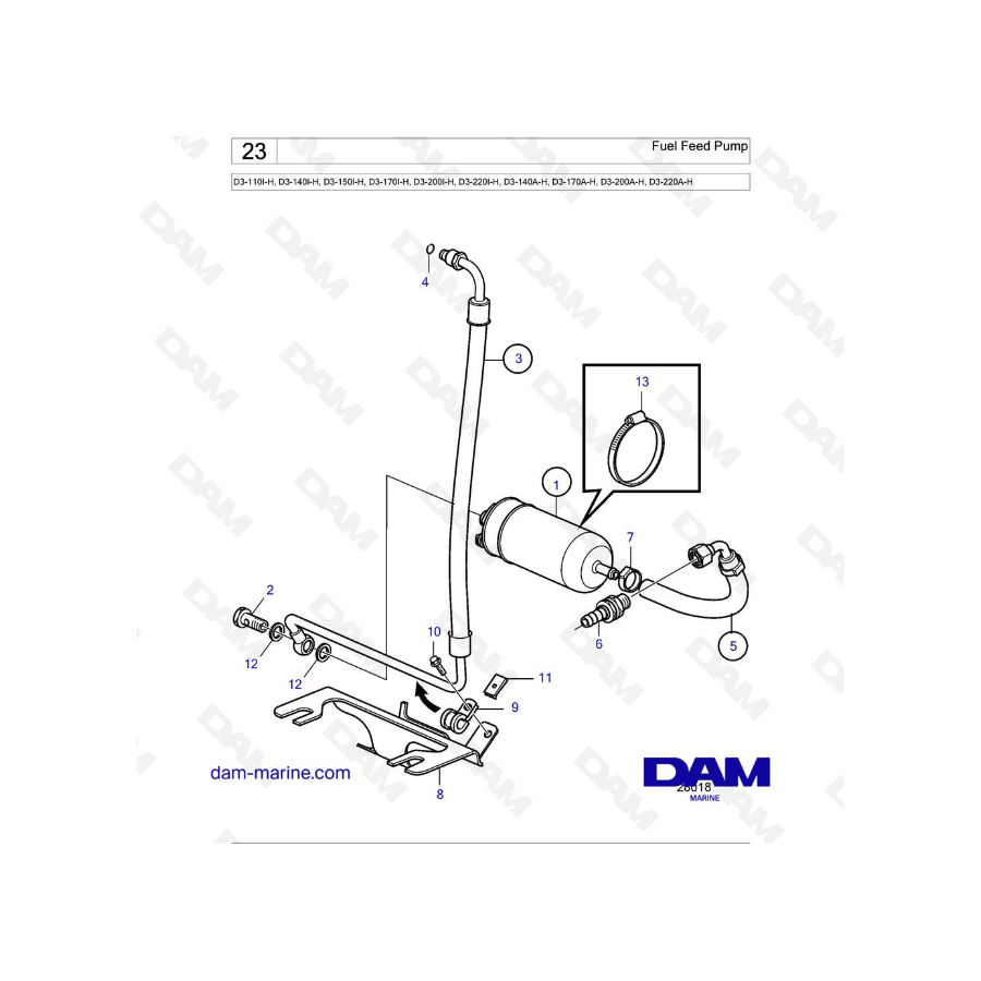 Volvo Penta D3-110I-H / D3-140I-H / D3-150I-H / D3-170I-H / D3-200I-H / D3-220I-H / D3-140A-H / D3-170A-H - Bomba de alimentació