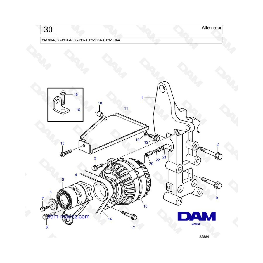 Volvo Penta D3-110 / D3-130 / D3-160 - Alternator