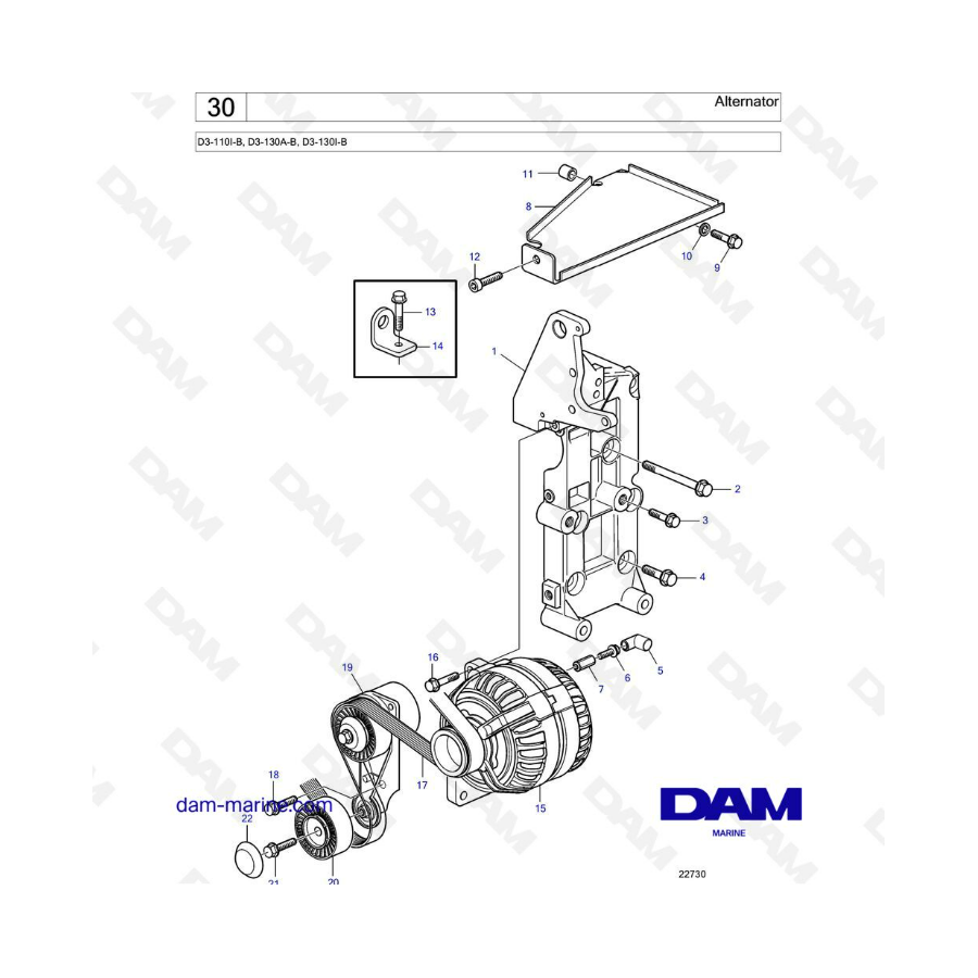 Volvo Penta D3-110I-B / D3-130A-B / D3-130I-B - Alternador