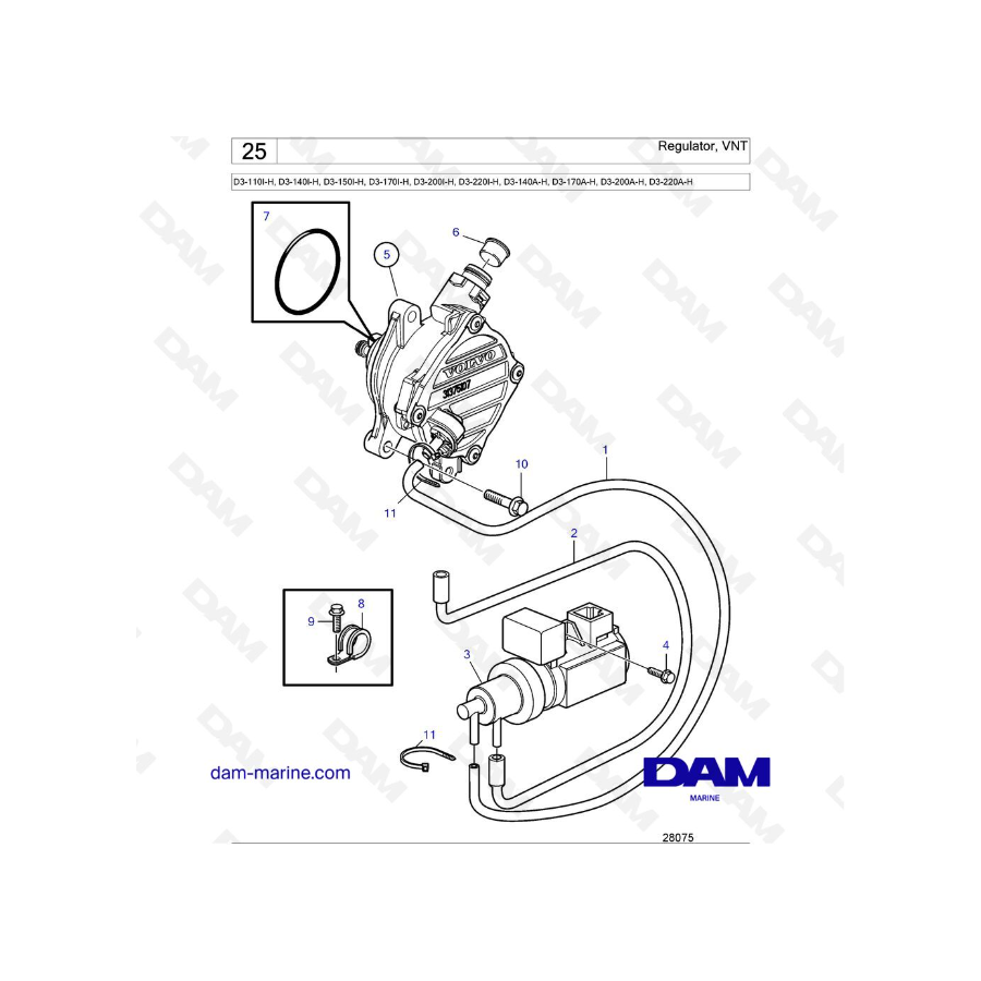 Volvo Penta D3-110I-H / D3-140I-H / D3-150I-H / D3-170I-H / D3-200I-H / D3-220I-H / D3-140A-H / D3-170A-H - Regulador, VNT