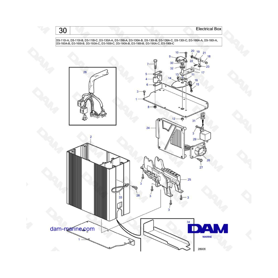 Volvo Penta D3-110 / D3-130 / D3-160 / D3-190 - Electrical box