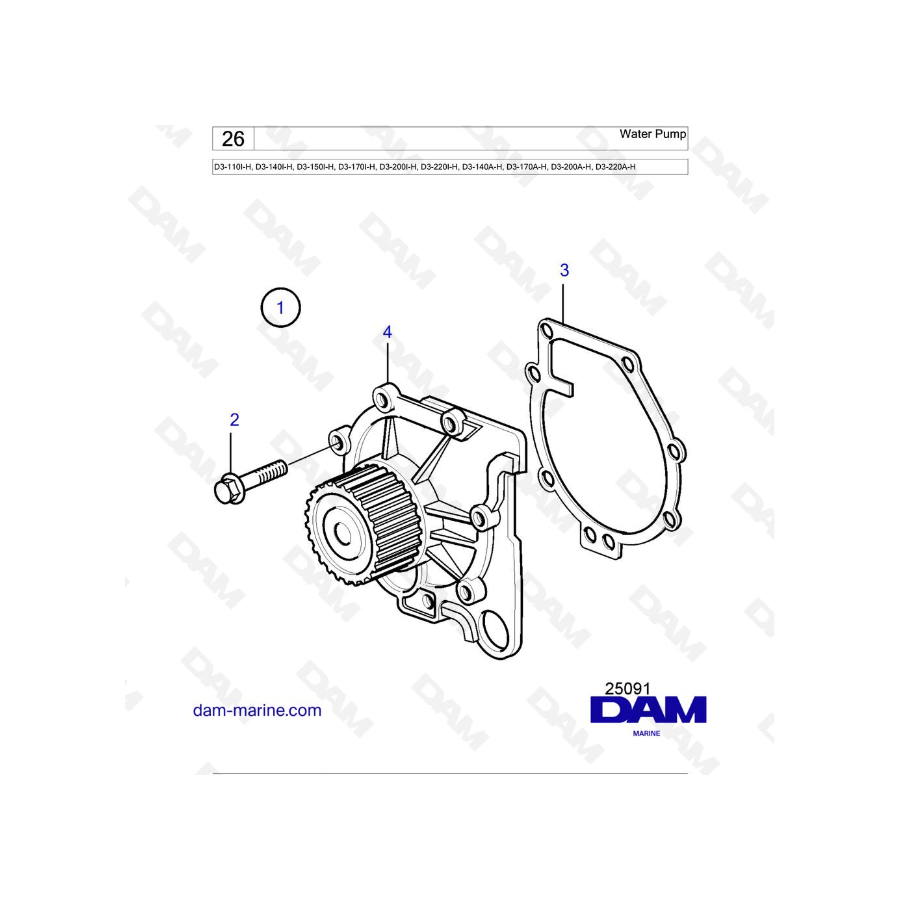 Volvo Penta D3-110I-H / D3-140I-H / D3-150I-H / D3-170I-H / D3-200I-H / D3-220I-H / D3-140A-H / D3-170A-H - bomba de agua