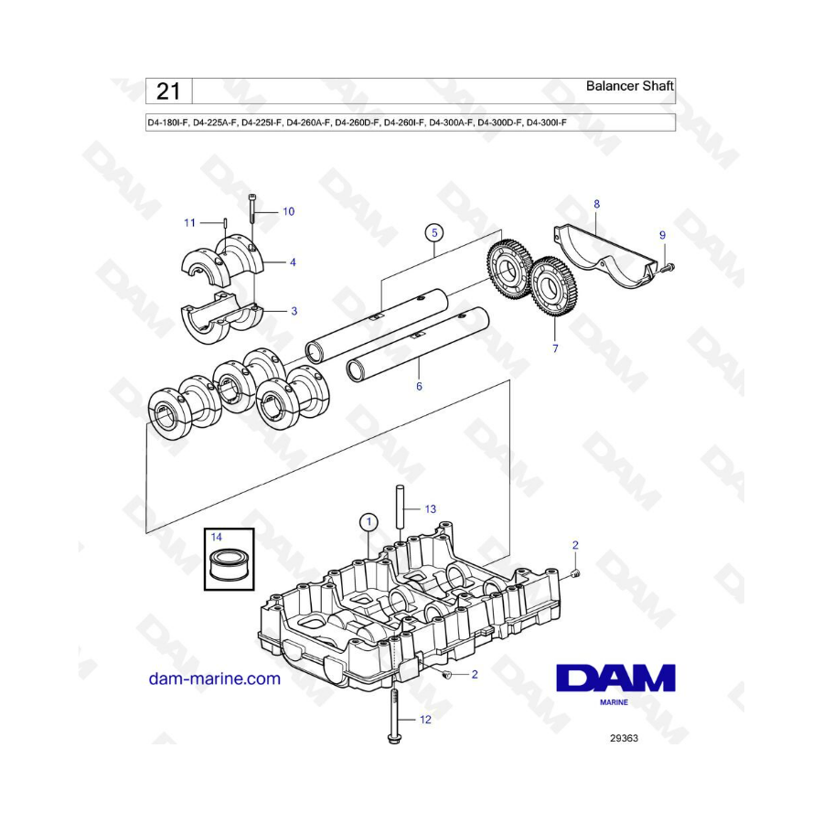 Volvo Penta D4-180I-F, D4-225A-F, D4-225I-F, D4-260A-F, D4-260D-F, D4-260I-F, D4-300A-F, D4-300D-F, D4-300I-F - Balance shaft