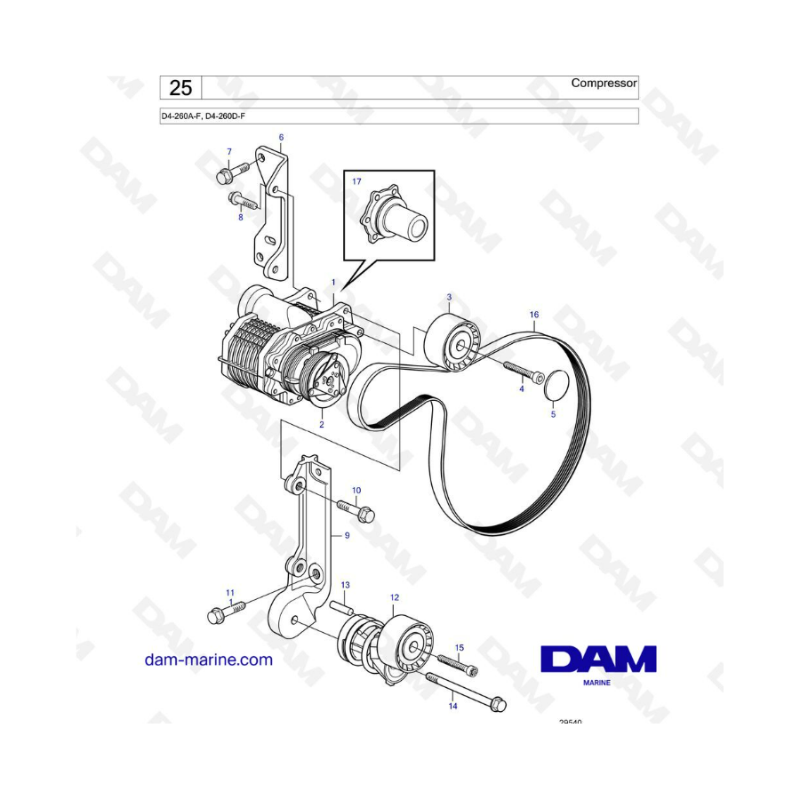 Volvo Penta D4-260A-F / D4-260D-F - Compresor