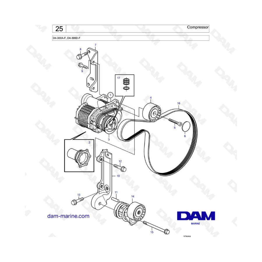 Volvo Penta D4-300A-F / D4-300D-F - Compresor