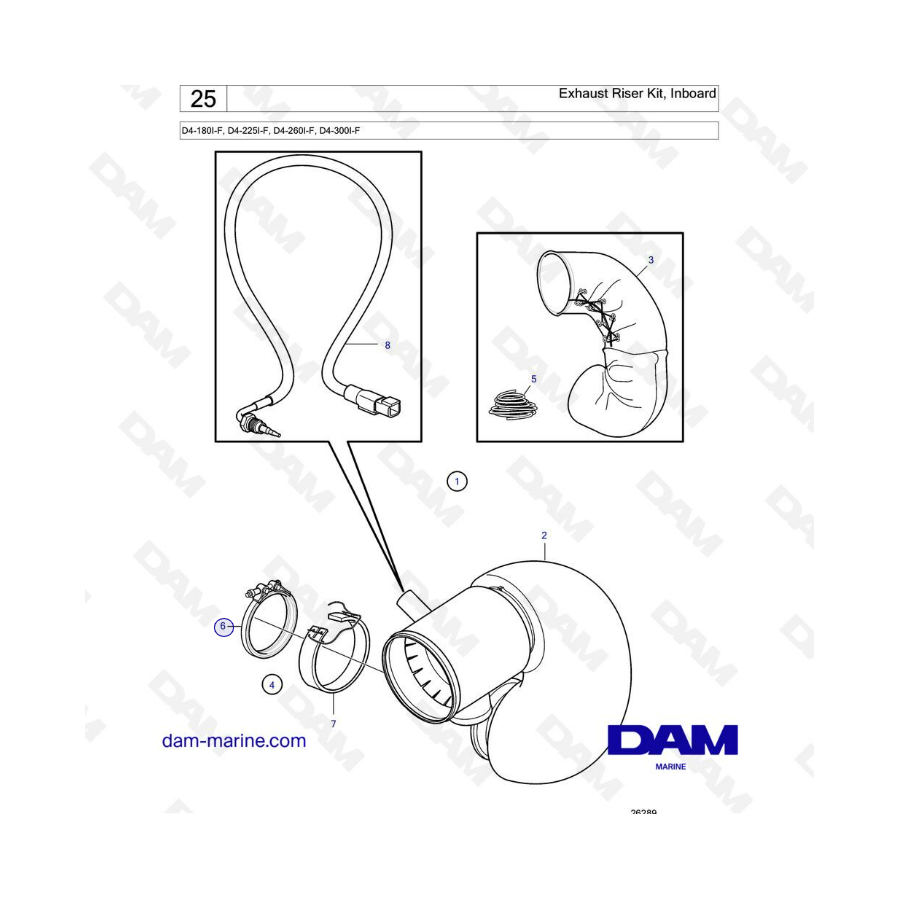 Volvo Penta D4-180I-F, D4-225I-F, D4-260I-F, D4-300I-F - Exhaust Riser Kit, Inboard