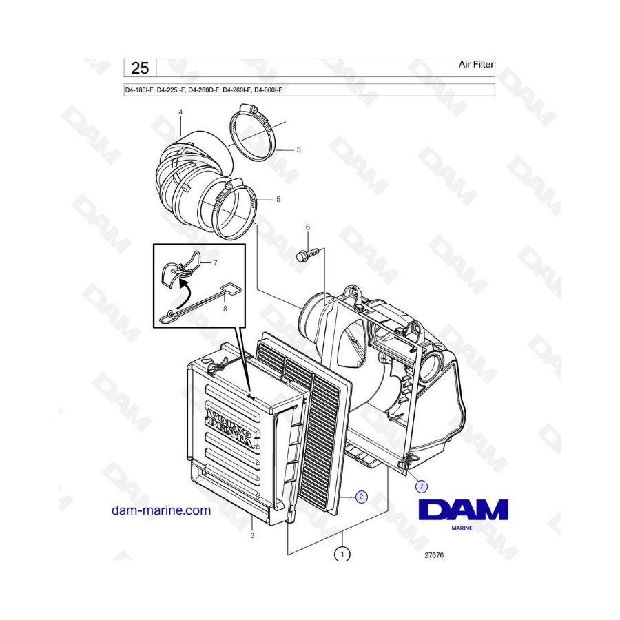 Volvo Penta D4-180I-F, D4-225I-F, D4-260D-F, D4-260I-F, D4-300I-F - Air filter