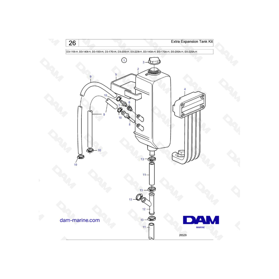 Volvo Penta D3-110I-H / D3-140I-H / D3-150I-H / D3-170I-H / D3-200I-H / D3-220I-H / D3-140A-H / D3-170A-H - Depósito de expansió