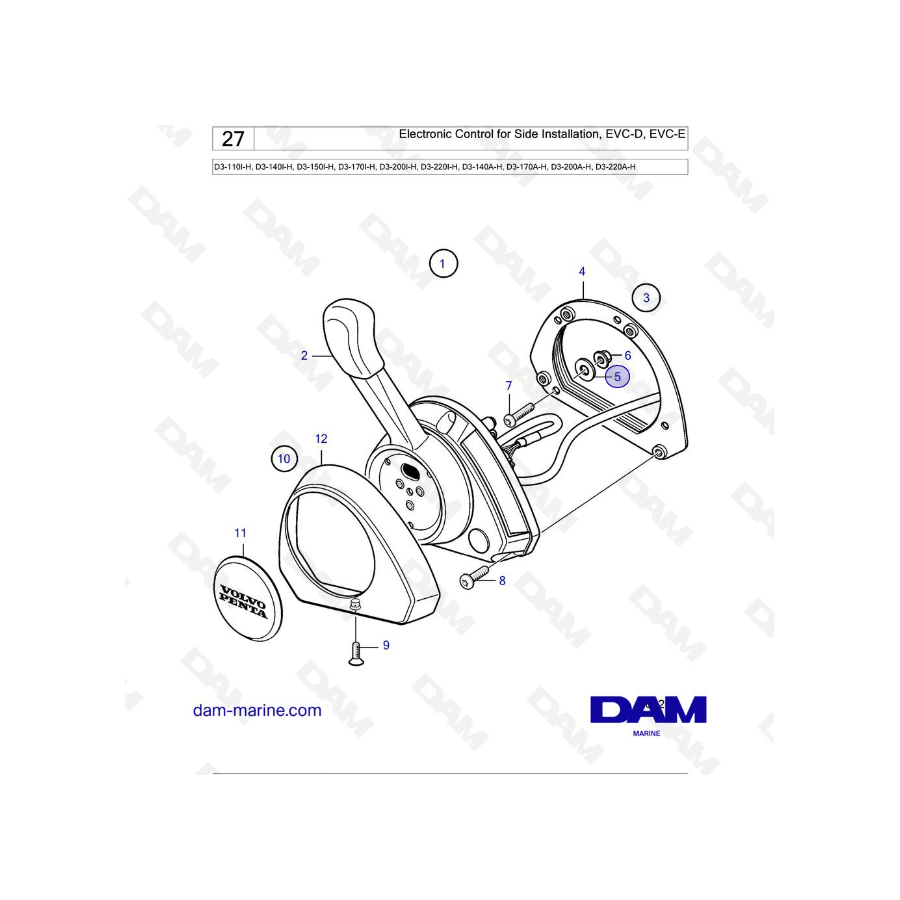 Volvo Penta D3-110I-H / D3-140I-H / D3-150I-H / D3-170I-H / D3-200I-H / D3-220I-H / D3-140A-H - Control electrónico para Side In