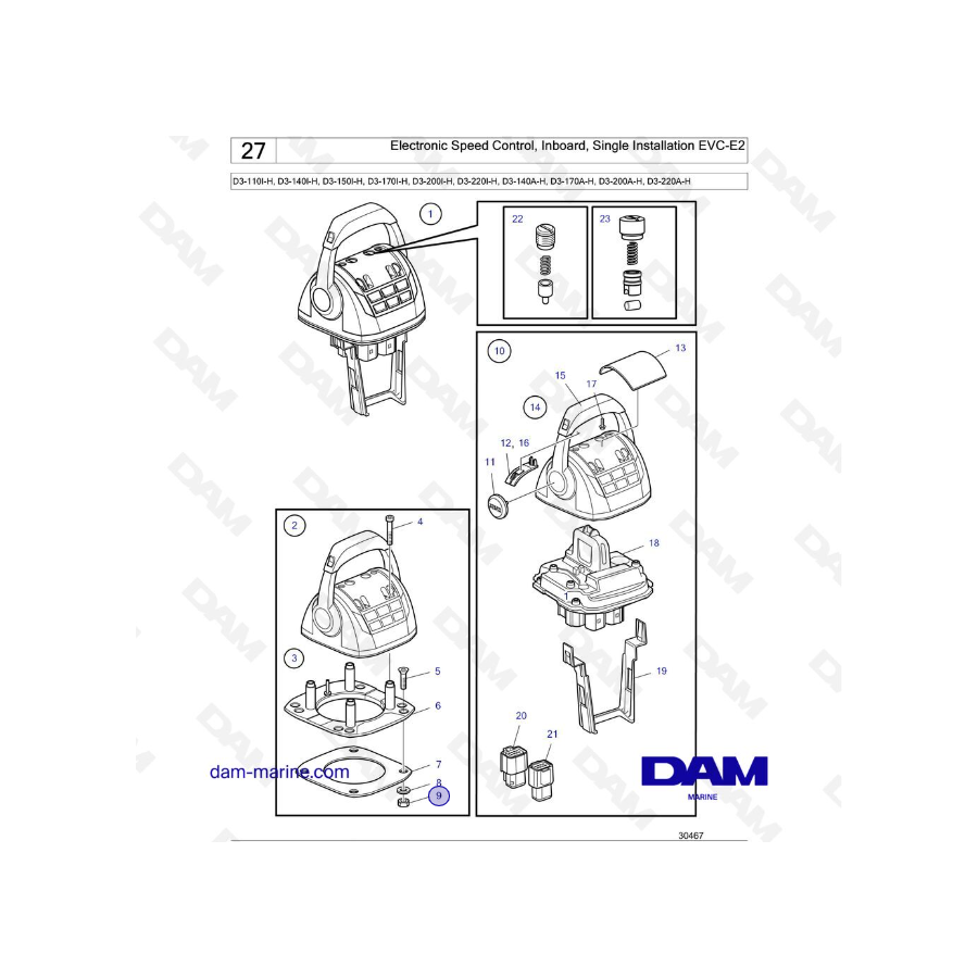 Volvo Penta D3-110I-H / D3-140I-H / D3-150I-H / D3-170I-H / D3-200I-H / D3-220I-H / D3-140A-H - Control electrónico de velocidad