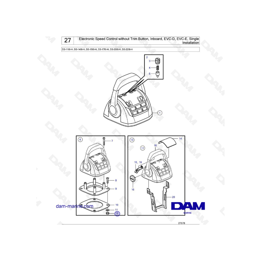 Volvo Penta D3-110I-H / D3-140I-H / D3-150I-H / D3-170I-H / D3-200I-H / D3-220I-H / D3-140A-H - Control electrónico de velocidad