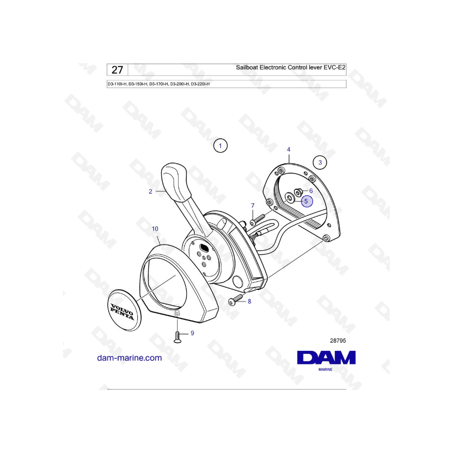 Volvo Penta D3-110I-H / D3-140I-H / D3-150I-H / D3-170I-H / D3-200I-H / D3-220I-H / D3-140A-H - Control electrónico para veleros