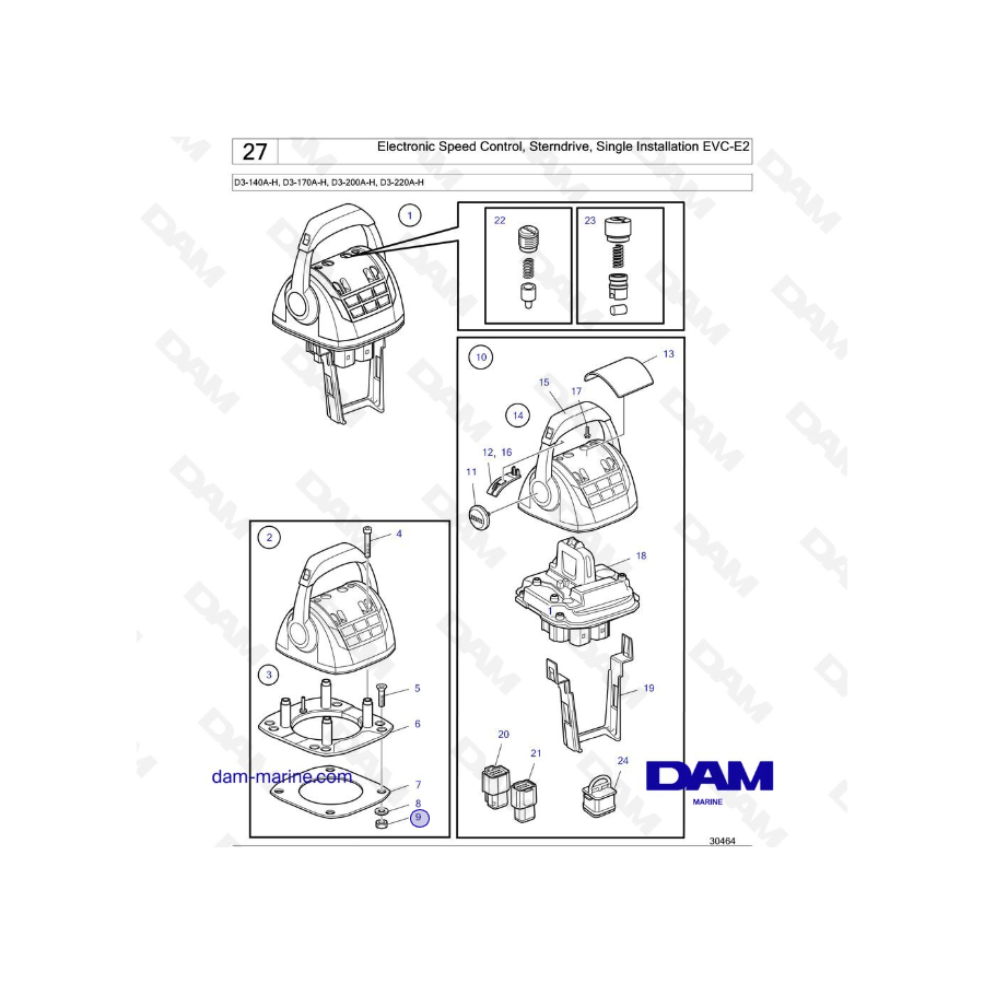 Volvo Penta D3-110I-H / D3-140I-H / D3-150I-H / D3-170I-H / D3-200I-H / D3-220I-H / D3-140A-H - Control electrónico de velocidad