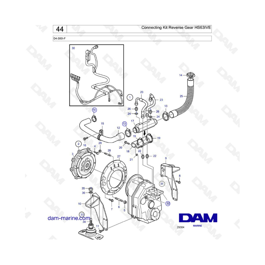 Volvo Penta D4-300I-F - Connecting kit reverse gear HS63IVE