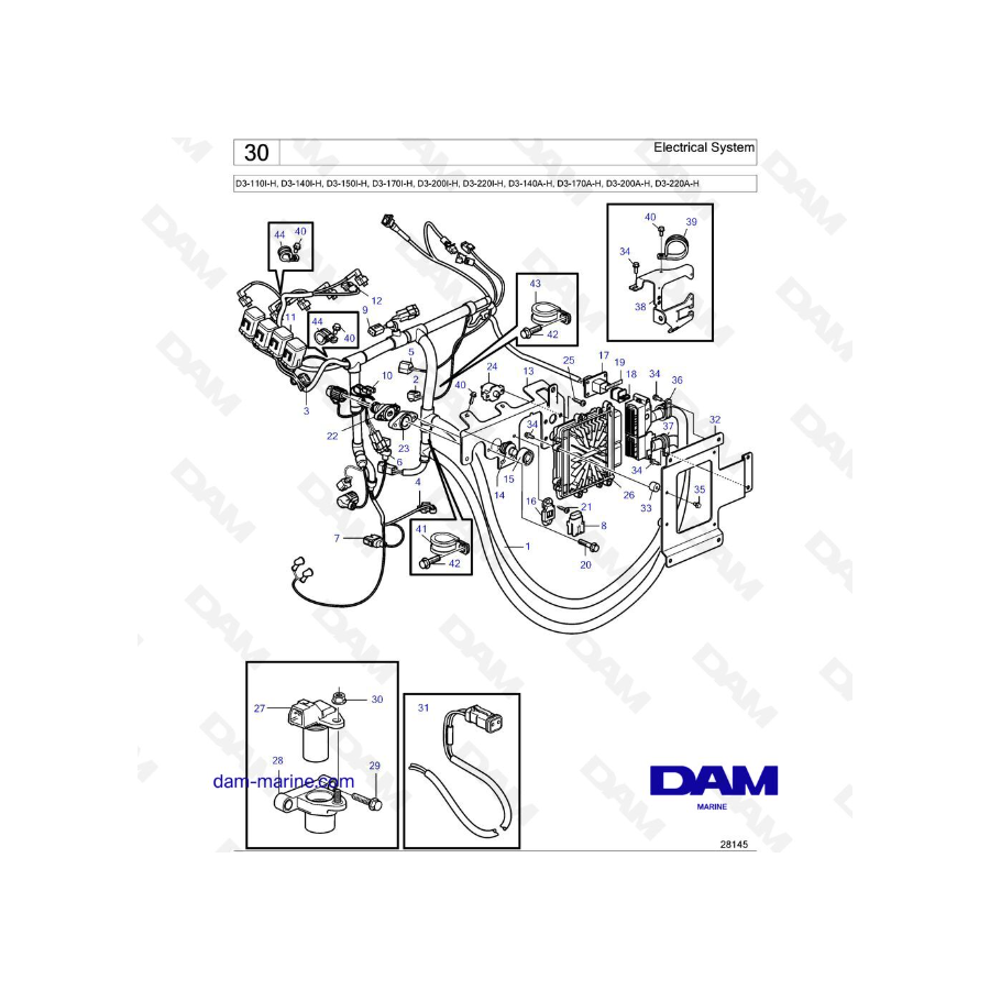 Volvo Penta D3-110I-H / D3-140I-H / D3-150I-H / D3-170I-H / D3-200I-H / D3-220I-H / D3-140A-H / D3-170A-H - Electrical System