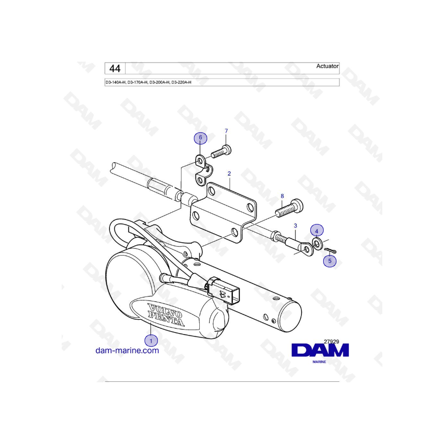 Volvo Penta D3-140A-H / D3-170A-H / D3-200A-H / D3-220A-H - Actuador