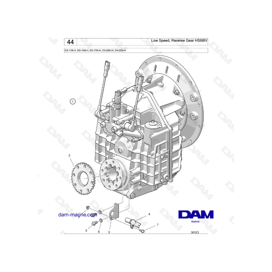 Volvo Penta D3-110I-H / D3-140I-H / D3-150I-H / D3-170I-H / D3-200I-H / D3-220I-H - Baja velocidad, marcha atrás