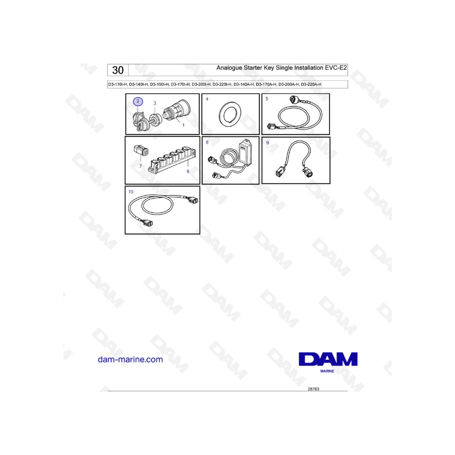 Volvo Penta D3-110I-H / D3-140I-H / D3-150I-H / D3-170I-H / D3-200I-H / D3-220I-H / D3-140A-H - Analog Starter