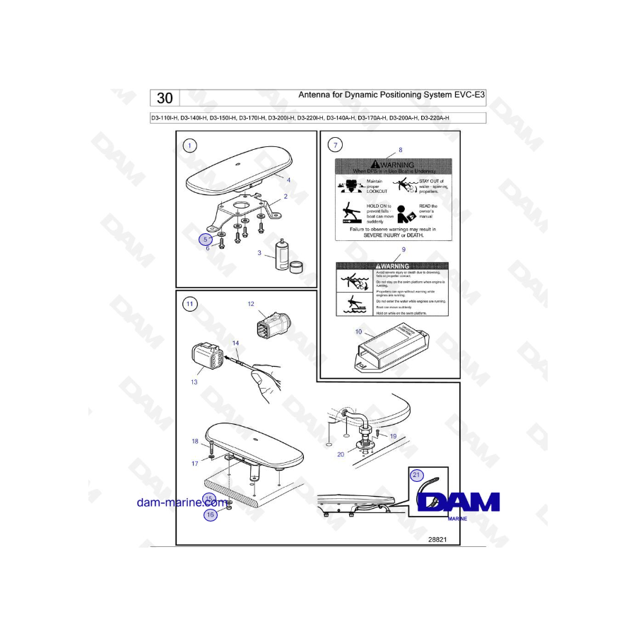 Volvo Penta D3-110I-H / D3-140I-H / D3-150I-H / D3-170I-H / D3-200I-H / D3-220I-H / D3-140A-H - Antena para Dynamic