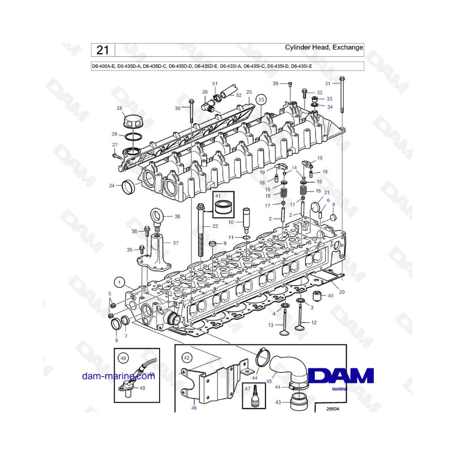 Volvo Penta D6-400 / D6-435 - Culata, cambio